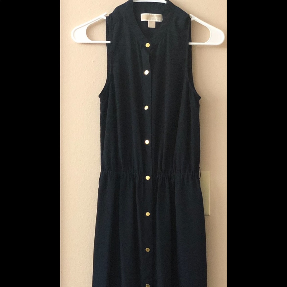 Michael Kors Navy Button Down Maxi Dress